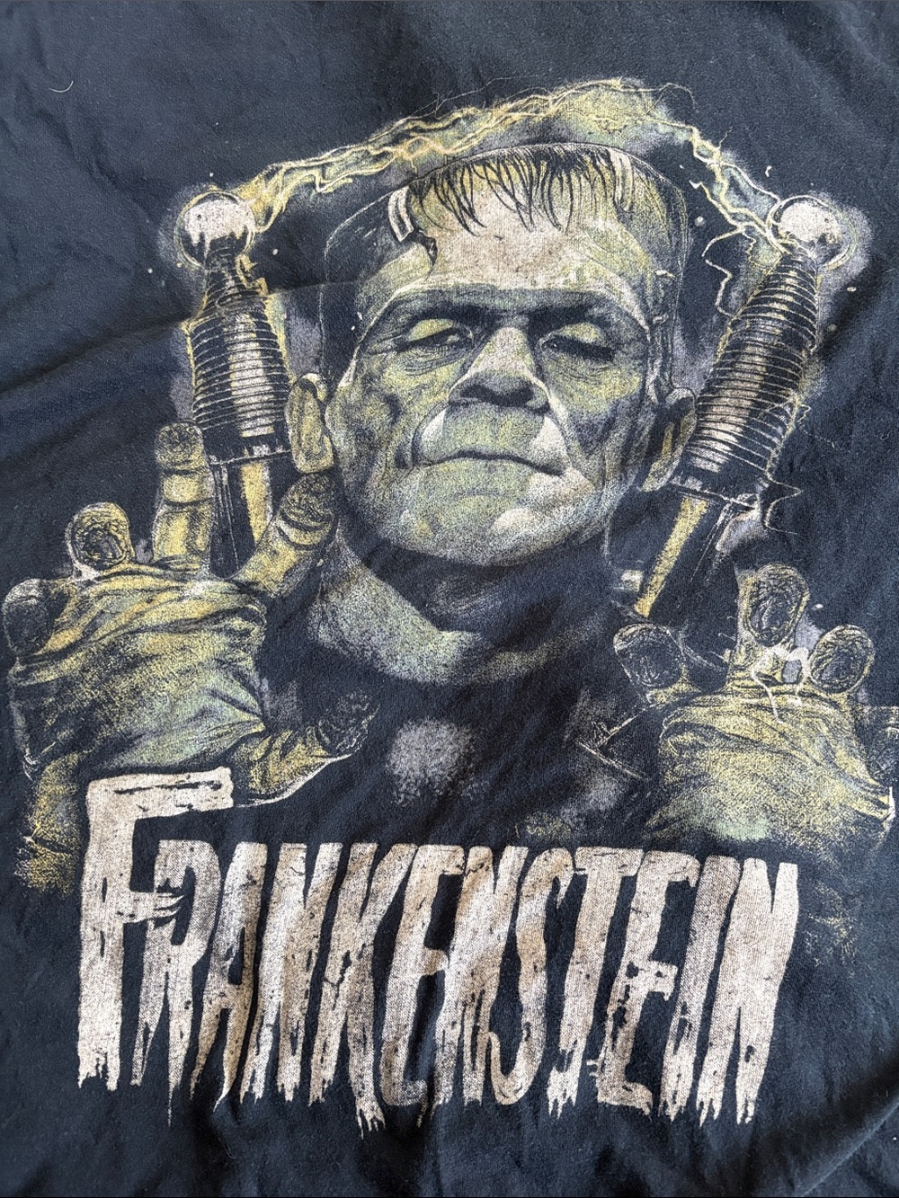 Frankelstein Graphic Tee - Black and Yellow Monster Print